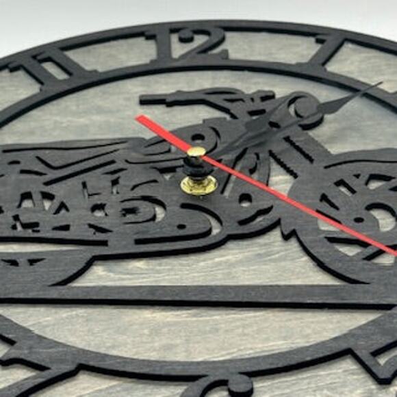 Custom MOTORCYCLE Wall Clock Laser Cut Layered Wood Decor Gift - Picture 3 of 6